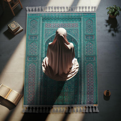 Turkish Prayer Rug, Ottoman Design Muslim Prayer Mat