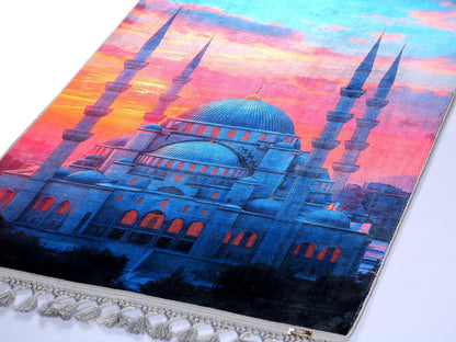 Turkish Prayer Rug, Ottoman Design, Soft Muslim Prayer Mat