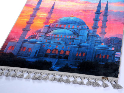 Turkish Prayer Rug, Ottoman Design, Soft Muslim Prayer Mat