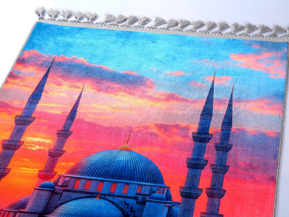 Turkish Prayer Rug, Ottoman Design, Soft Muslim Prayer Mat