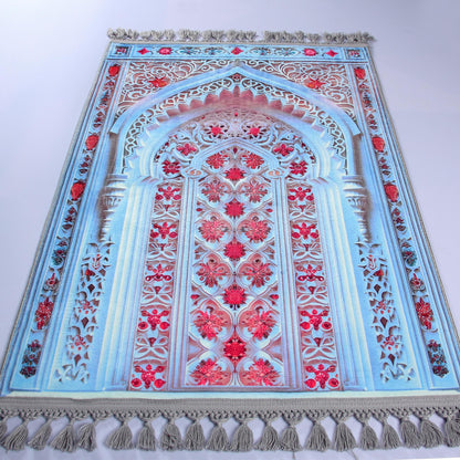 Turkish Prayer Rug, Soft Muslim Prayer Mat, Ottoman Design