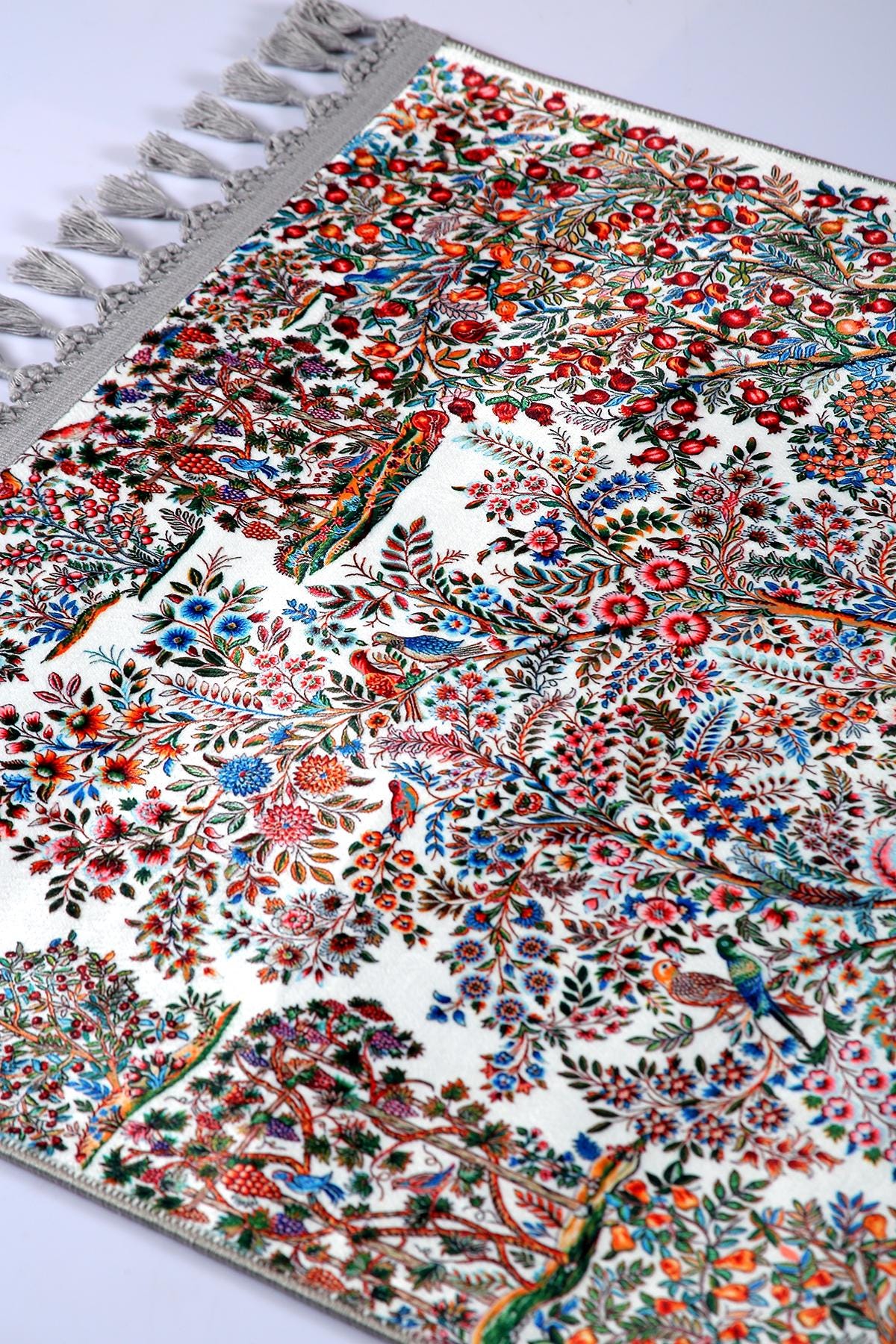 Turkish Prayer Rug, Ottoman Design, Soft Muslim Prayer Mat with Fringes