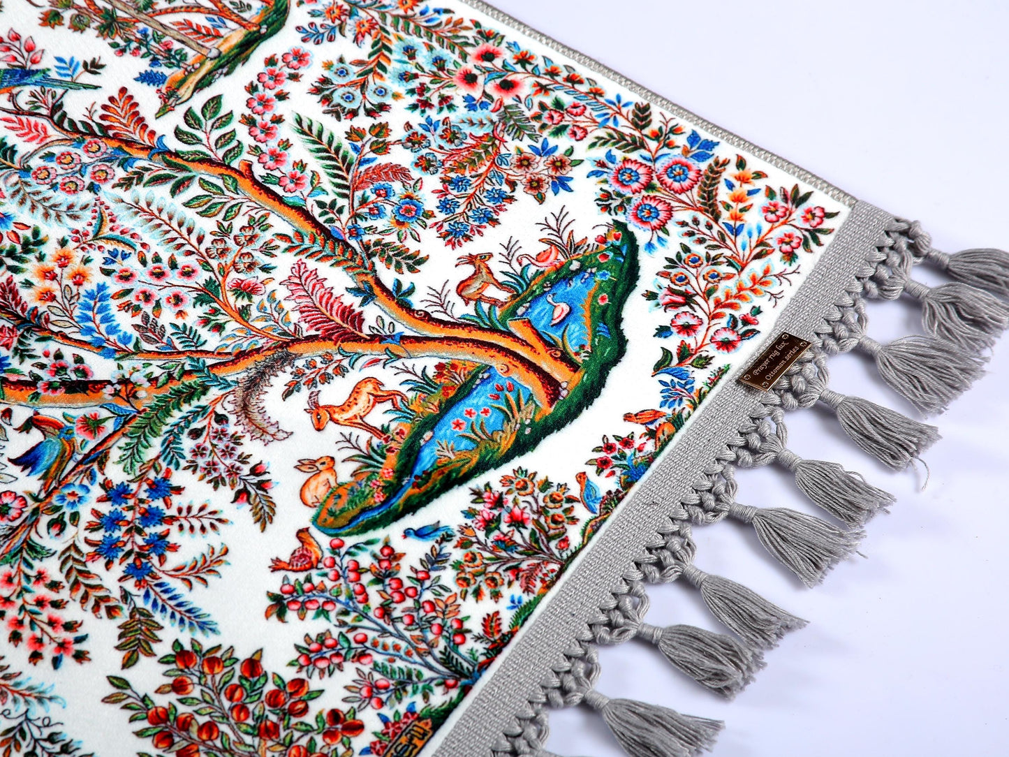Turkish Prayer Rug, Ottoman Design, Soft Muslim Prayer Mat with Fringes