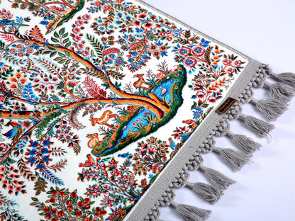 Turkish Prayer Rug, Ottoman Design, Soft Muslim Prayer Mat with Fringes