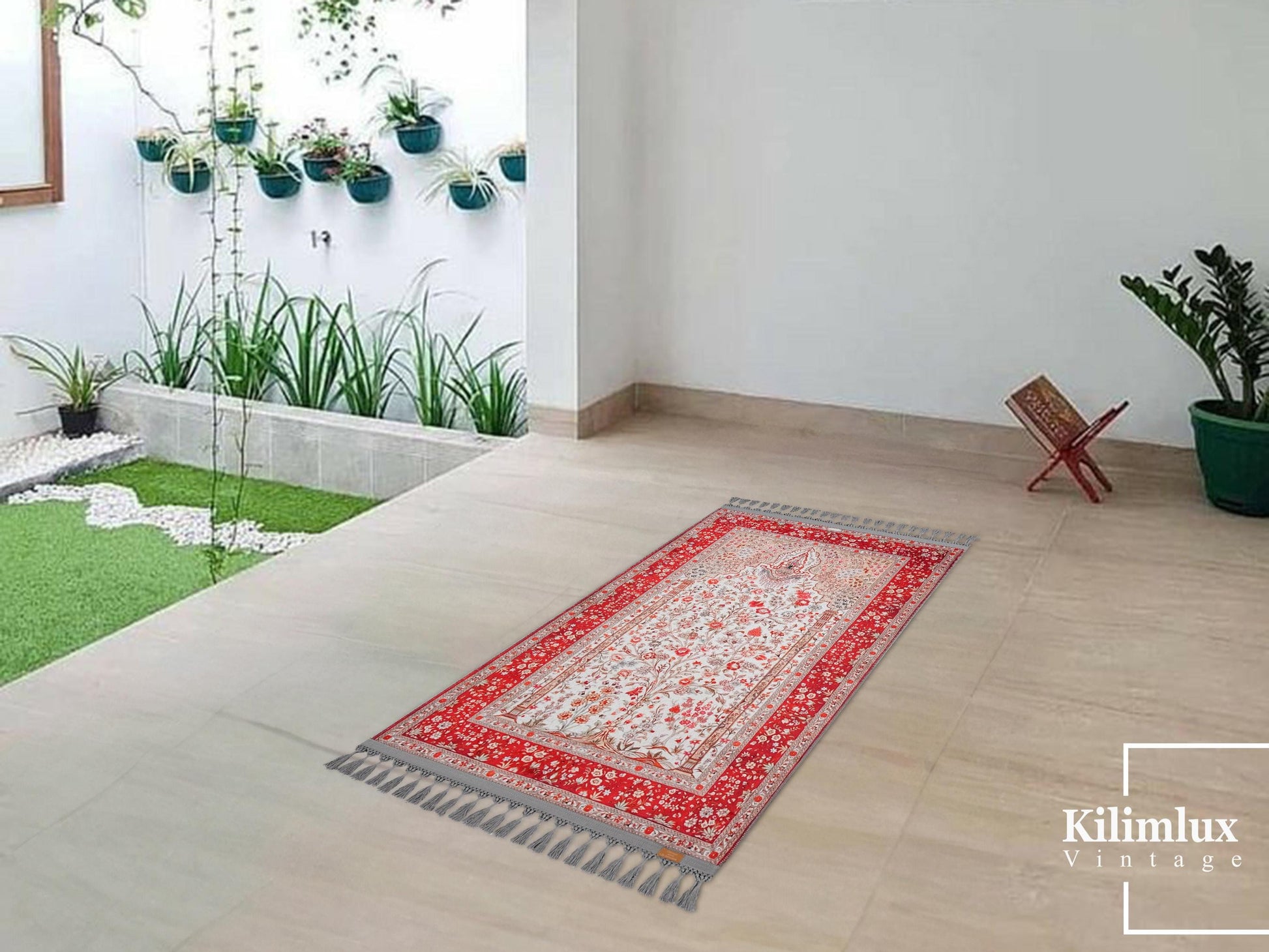 Turkish Floral Prayer Rug, Ottoman Design Seccade