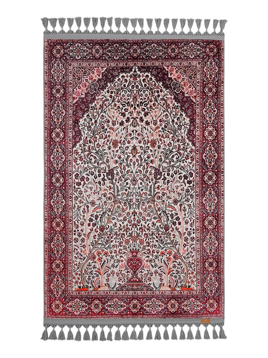 Ottoman Turkish Prayer Rug, Soft Muslim Seccade with Tassels