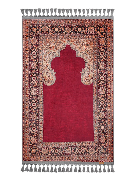 Turkish Prayer Rug, Soft Muslim Prayer Mat, Traditional Ottoman Design
