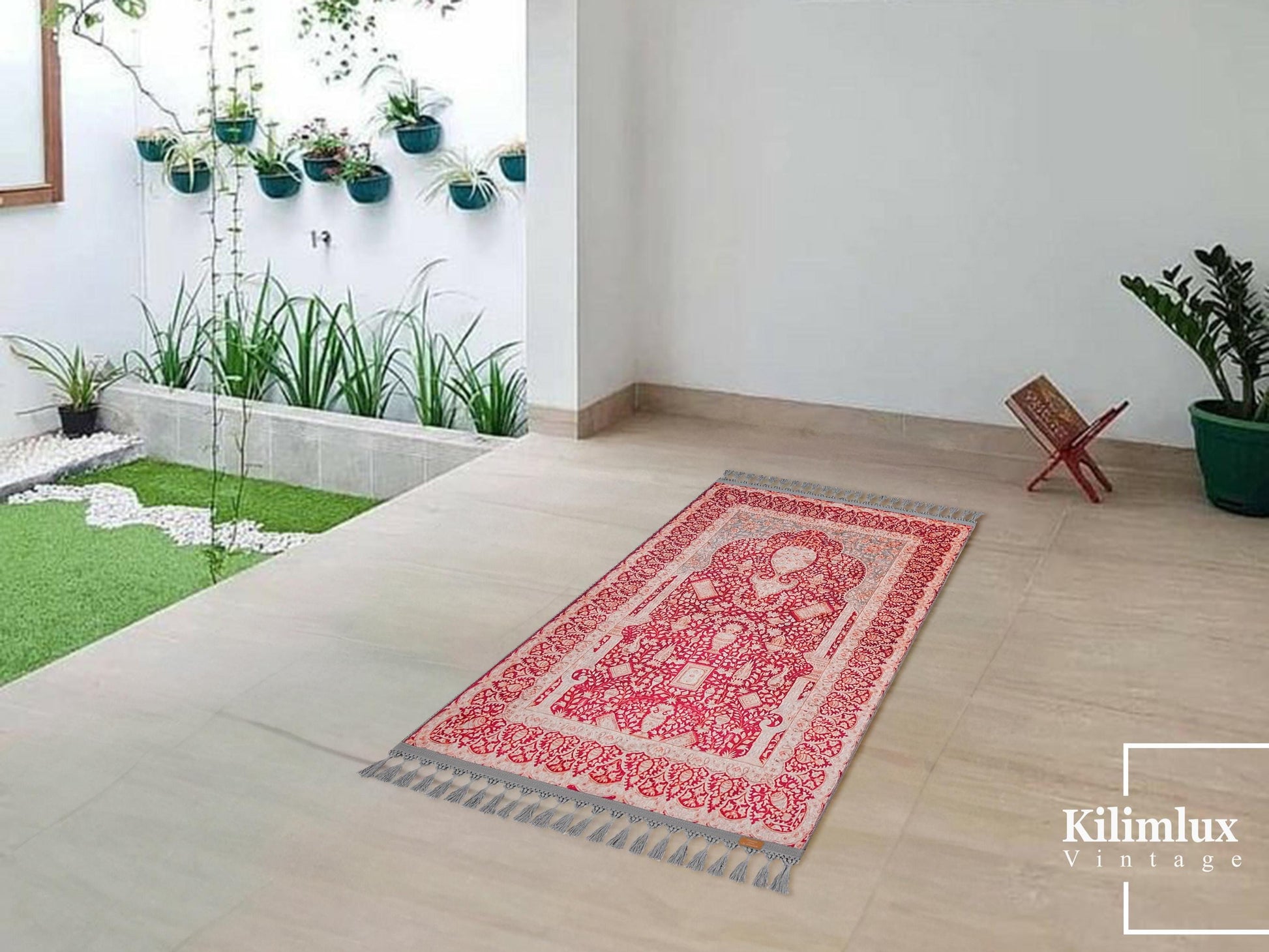 Turkish Prayer Rug, Soft Muslim Prayer Mat, Ottoman Design