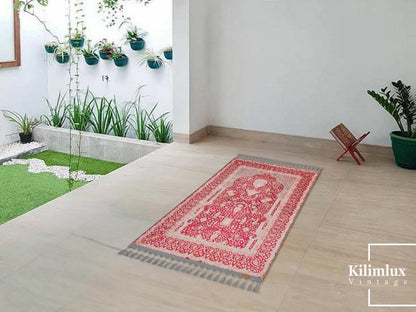 Turkish Prayer Rug, Soft Muslim Prayer Mat, Ottoman Design