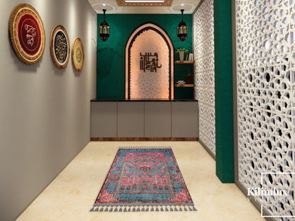 Turkish Prayer Rug, Ottoman Design, Soft Muslim Prayer Mat