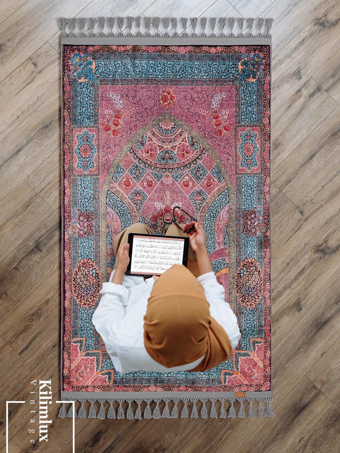 Turkish Prayer Rug, Ottoman Design, Soft Muslim Prayer Mat