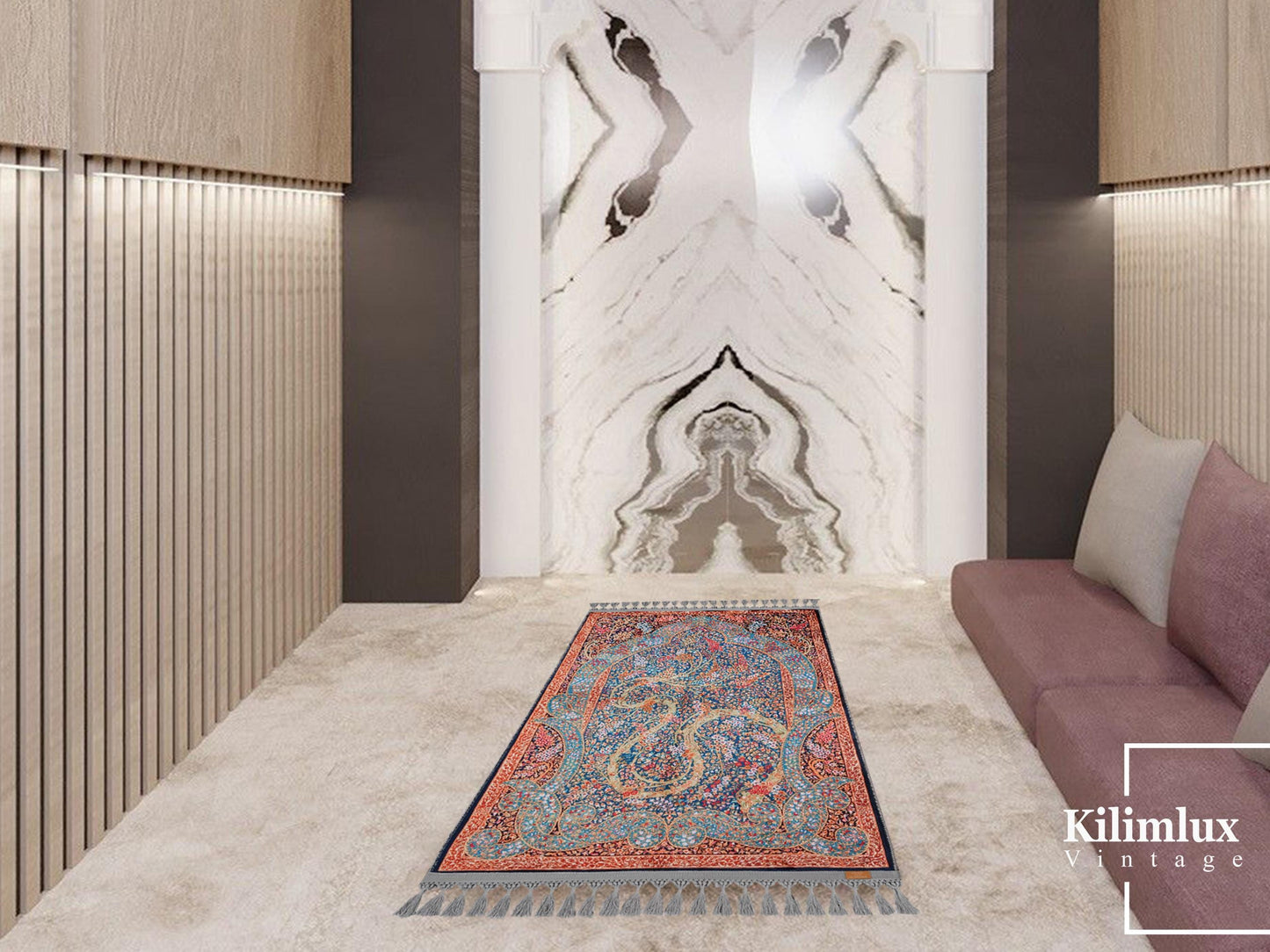 Turkish Prayer Rug, Ottoman Design, Soft Muslim Prayer Mat