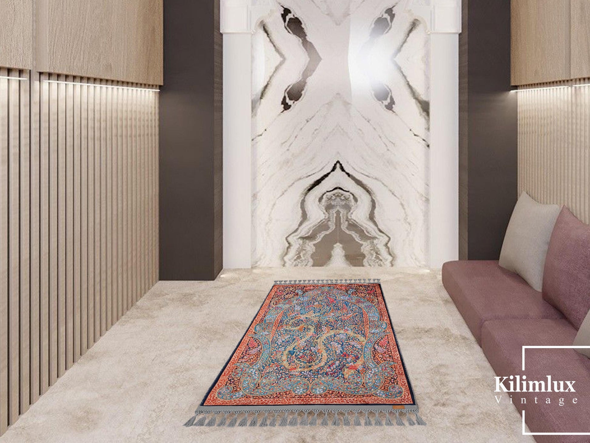 Turkish Prayer Rug, Ottoman Design, Soft Muslim Prayer Mat