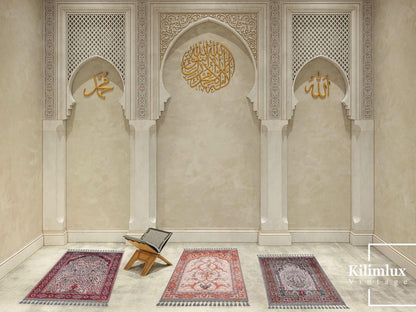 Turkish Prayer Rug, Ottoman Design, Soft Muslim Prayer Mat