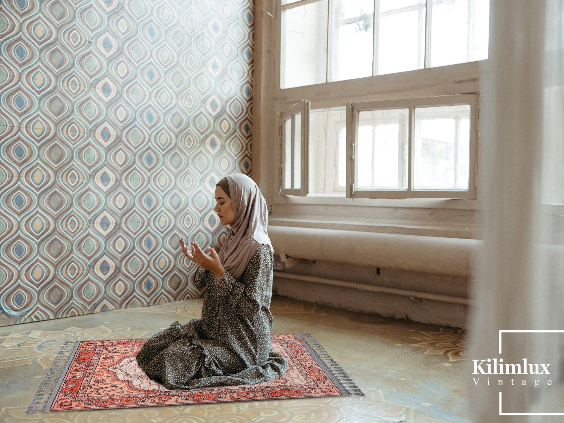 Turkish Prayer Rug, Ottoman Design, Soft Muslim Prayer Mat