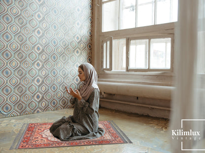 Turkish Prayer Rug, Ottoman Design, Soft Muslim Prayer Mat