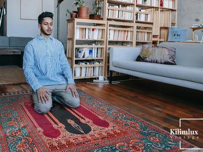 Turkish Prayer Rug, Ottoman Design, Soft Muslim Prayer Mat