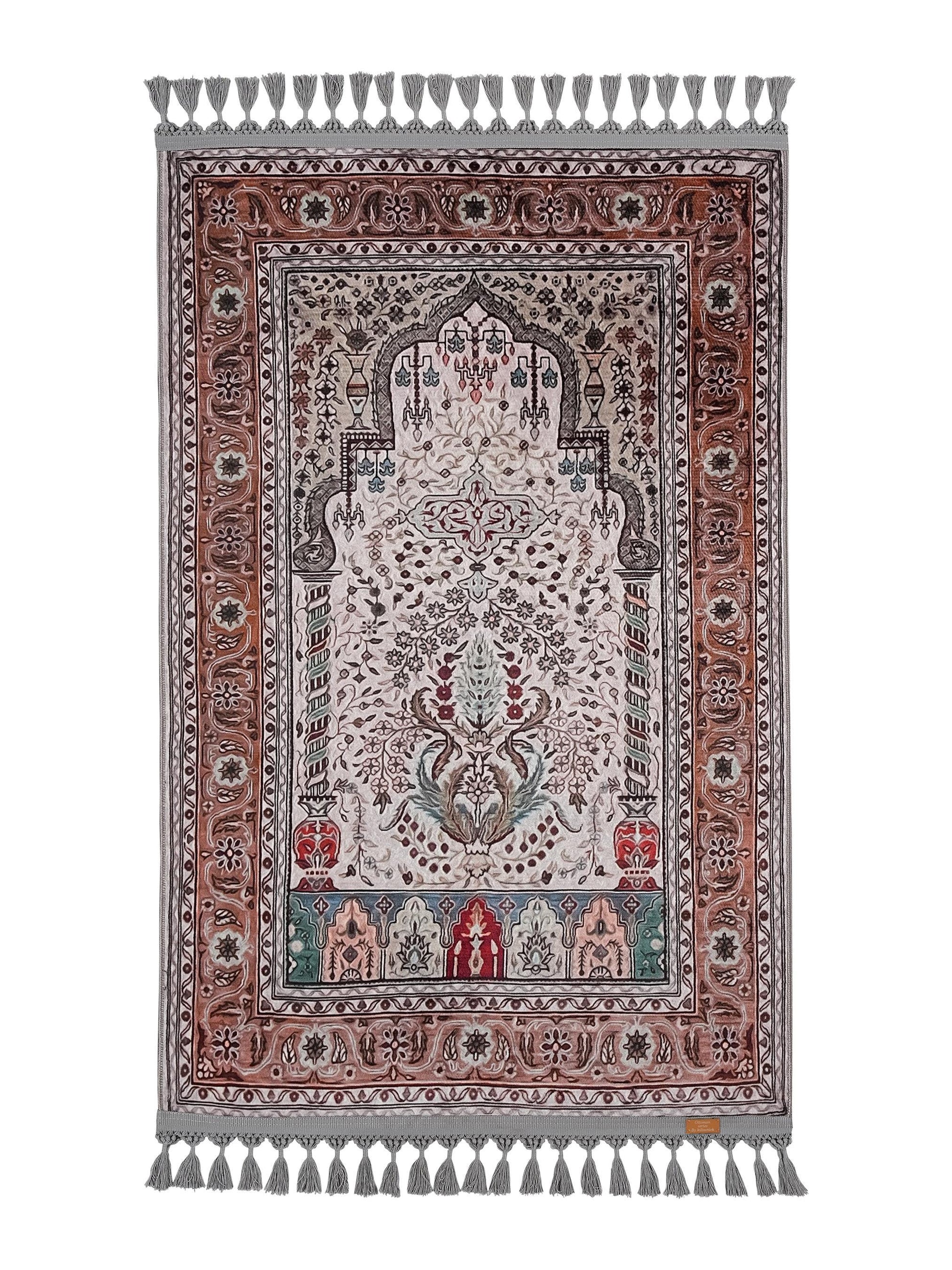 Turkish Prayer Rug, Soft Muslim Prayer Mat, Ottoman Design