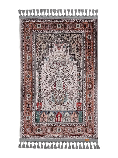 Turkish Prayer Rug, Soft Muslim Prayer Mat, Ottoman Design