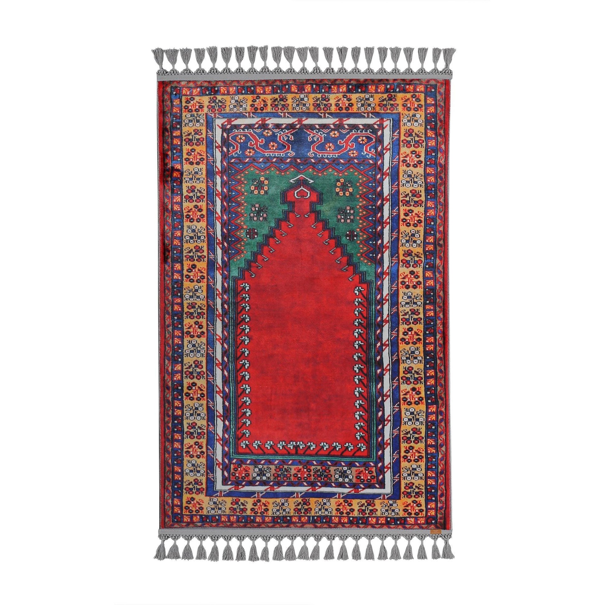 Turkish Prayer Rug, Soft Muslim Prayer Mat, Ottoman Design