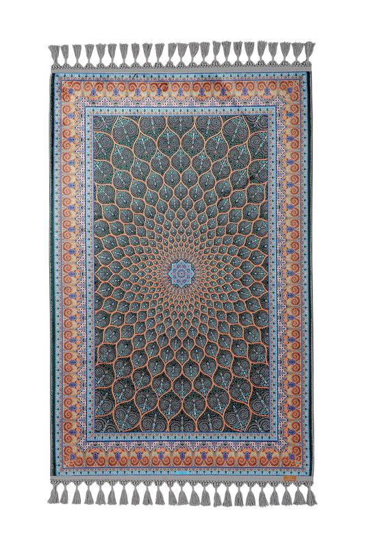 Turkish Prayer Rug, Traditional Ottoman Design, Soft Muslim Prayer Mat