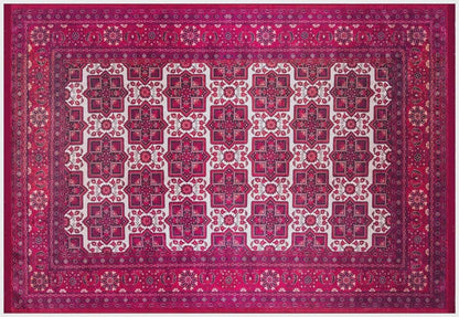 Vintage Red Oriental Afghan Rug: Washable Living Room Carpet with Tassels
