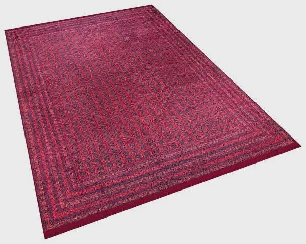 Vintage Red Oriental Afghan Rug: Washable Living Room Carpet
