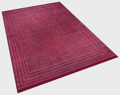 Vintage Red Oriental Afghan Rug: Washable Living Room Carpet