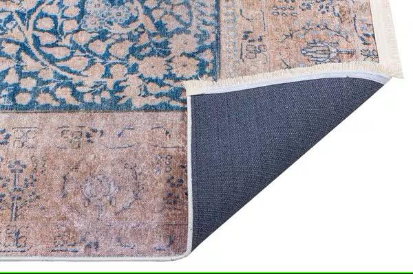 Blue Vintage Rug: Classic Washable Rug with Tassels