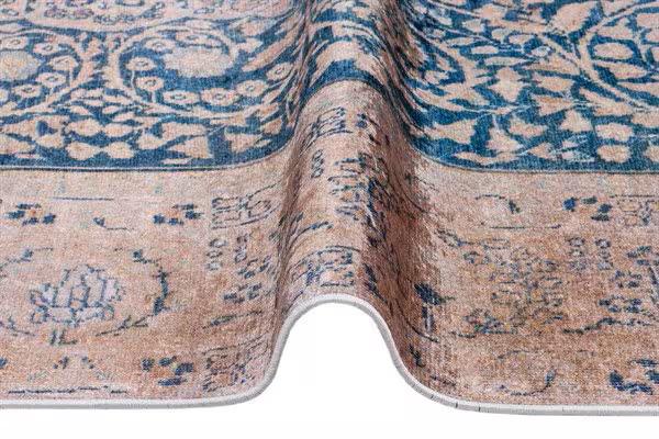 Blue Vintage Rug: Classic Washable Rug with Tassels