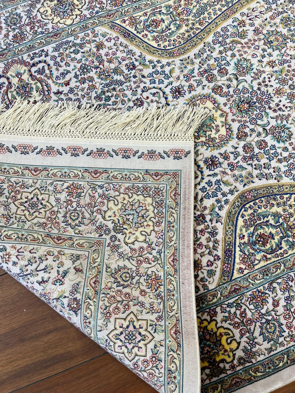 Bamboo Prayer Rug with Silk Fringes: Soft Seccade Carpet