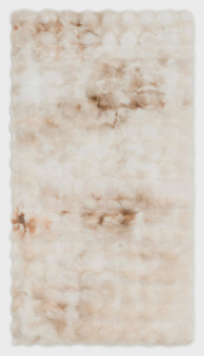 Artificial Rabbit Fur Rug: Soft Plush Beige Carpet