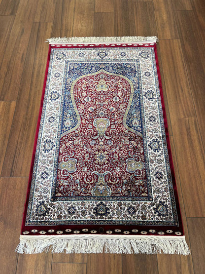 Bamboo Prayer Rug with Silk Fringes, Muslim Seccade