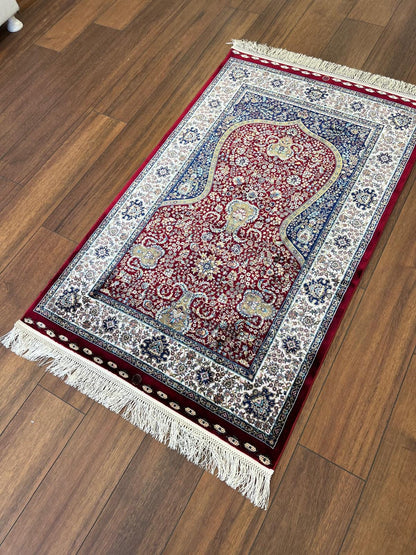 Bamboo Prayer Rug with Silk Fringes, Muslim Seccade