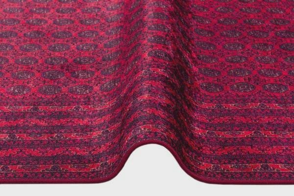 Vintage Red Oriental Afghan Rug: Washable Living Room Carpet