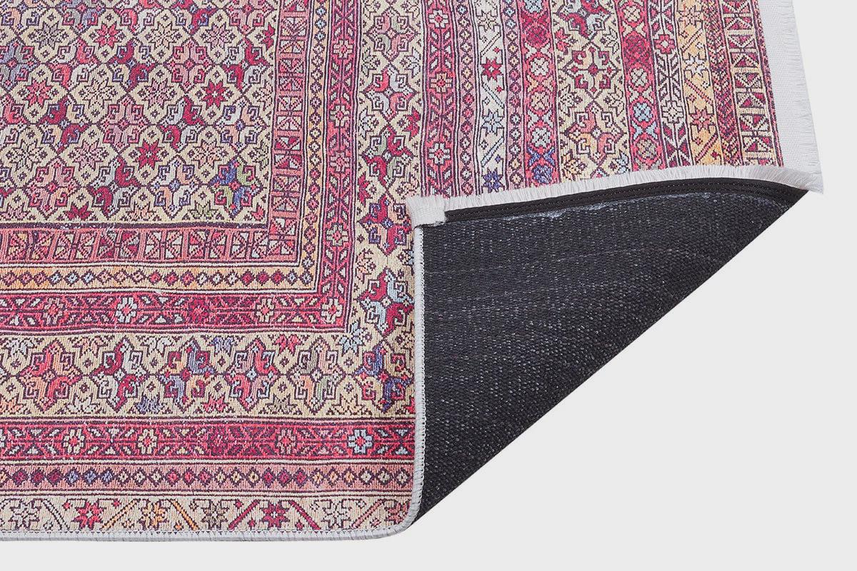 Vintage Afghan Rug: Washable Beige Living Room Carpet