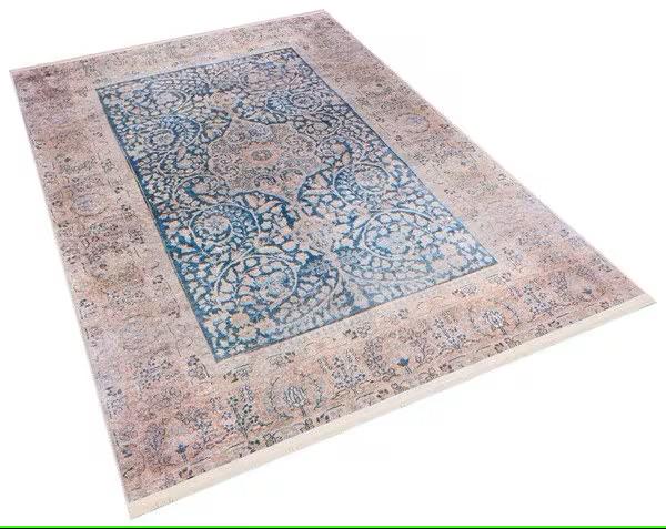 Blue Vintage Rug: Classic Washable Rug with Tassels