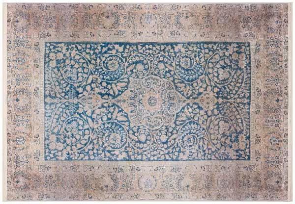 Blue Vintage Rug: Classic Washable Rug with Tassels