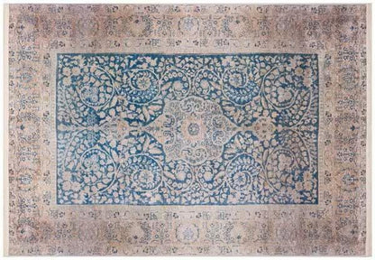 Blue Vintage Rug: Classic Washable Rug with Tassels