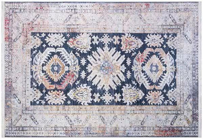 Black Vintage Rug: Washable Classic Rug with Tassels