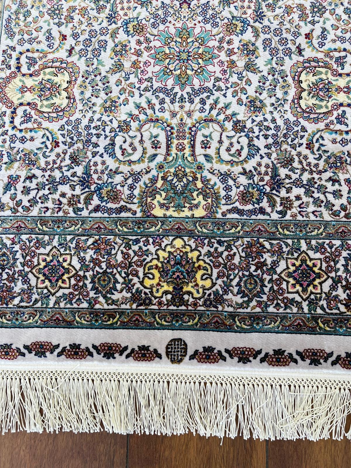 Bamboo Prayer Rug with Silk Fringes: Soft Seccade Carpet