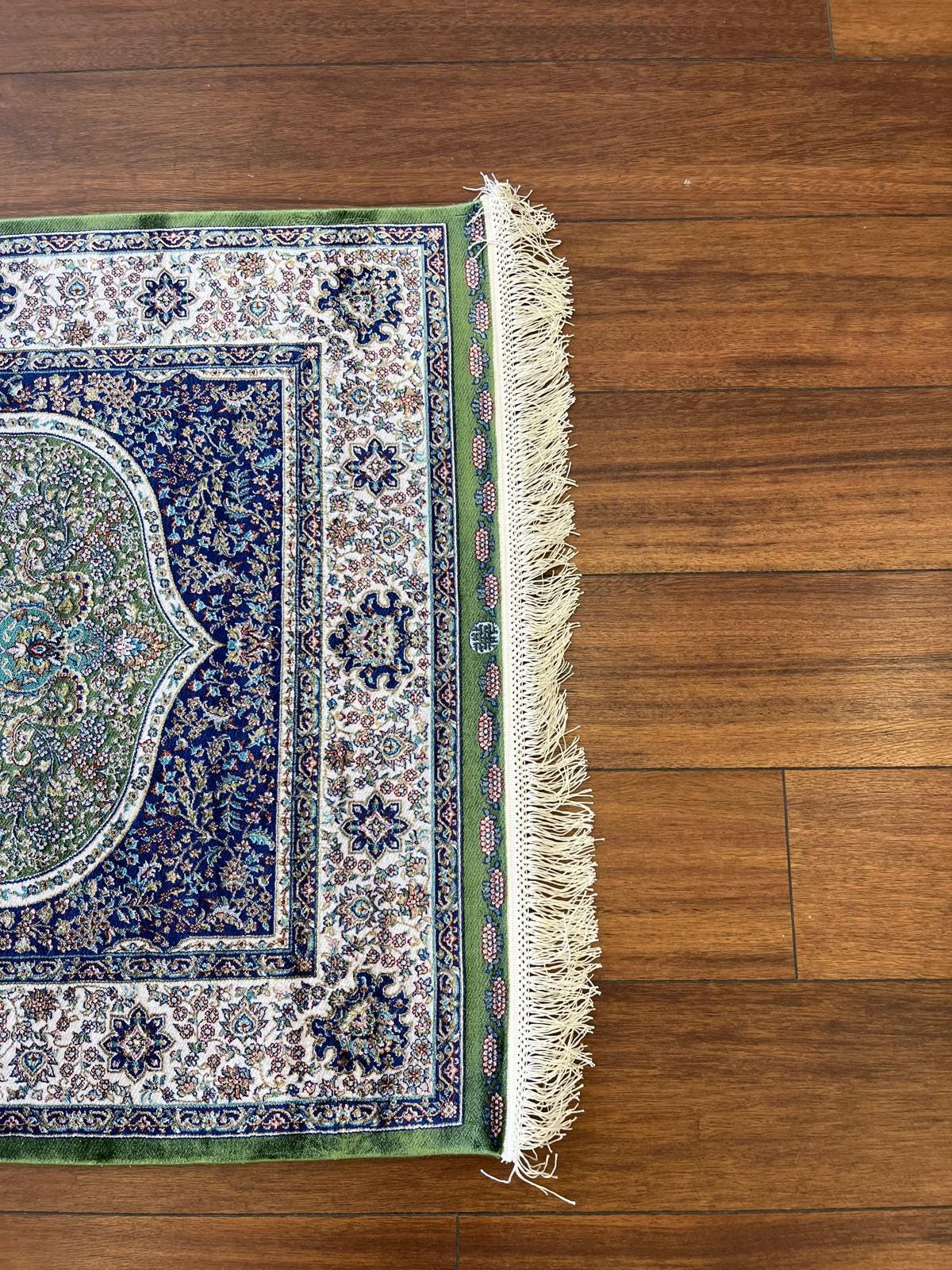 Bamboo Prayer Rug with Silk Fringes: Soft Seccade Carpet