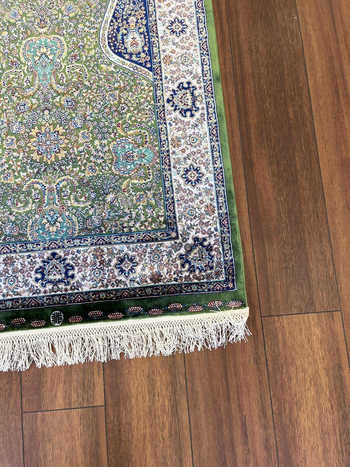 Bamboo Prayer Rug with Silk Fringes: Soft Seccade Carpet