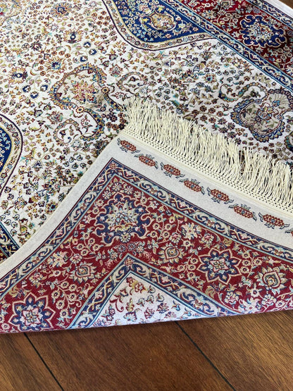 Bamboo Prayer Rug with Silk Fringes: Soft Seccade Carpet
