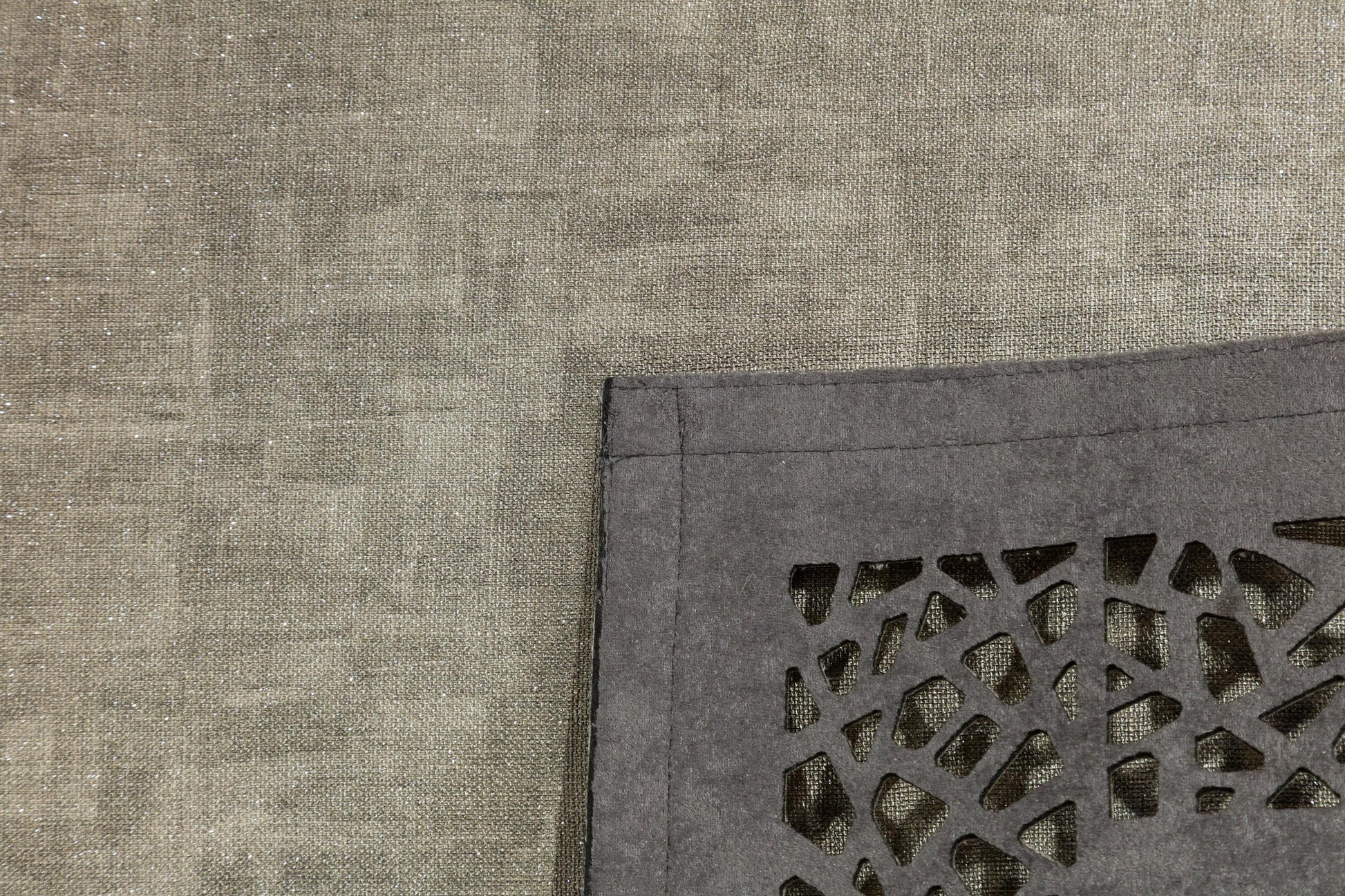 Laser Cut Faux Leather Rug: Modern Geometric Border, Turkish Floor Decor (5x7ft)