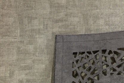 Laser Cut Faux Leather Rug: Modern Geometric Border, Turkish Floor Decor (5x7ft)