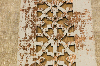 Beige Faux Leather Rug: 5x7ft Laser Cut Geometric Turkish Carpet