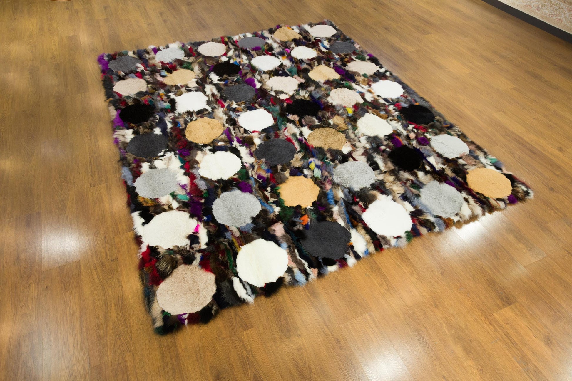 8'x10' Custom Leather Rug: Faux Fur Design for Bedroom, Nursery, Living Room - Boutique Quality