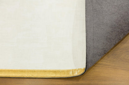 Faux Leather Runner Rug: Gold Laser-Cut Turkish Hallway Carpet, 5x7 ft