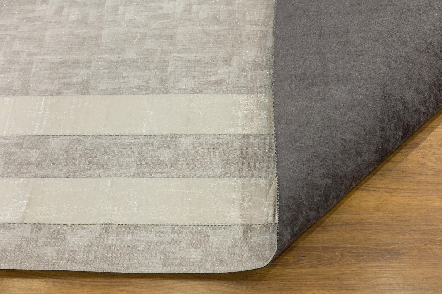 Silver Faux Leather Rug 5x7ft: Modern Minimalist Turkish Area Rug